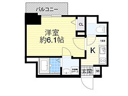 エスリード江坂セントラム 1Kの間取図画像