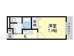 アンプルールクレール 1Kの間取図画像