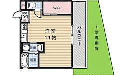 グロワール池田 ワンルームの間取図画像