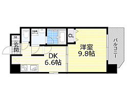 ラドゥセール豊中南 1DKの間取図画像