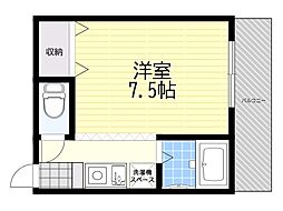 カーサヴィエント 1Kの間取図画像
