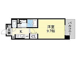 ラルシェパルク新大阪 1Kの間取図画像