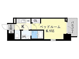 エスリードレジデンス大阪グランノース1 1Kの間取図画像