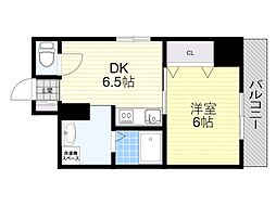 グローリーハイツ山本2 1DKの間取図画像