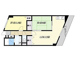 セレコート箕面 2LDKの間取図画像