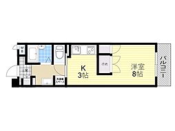 ビーバ江坂 ワンルームの間取図画像