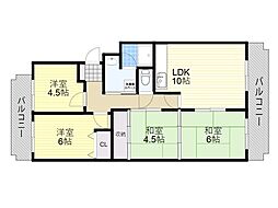 グリーンヒル北千里1 4LDKの間取図画像
