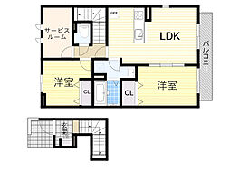 Amour RITA 2SLDKの間取図画像