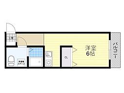 エルフ豊中 1Kの間取図画像