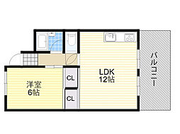 セントラルコート南桜塚 2LDKの間取図画像