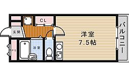 ベル蛍池 ワンルームの間取図画像
