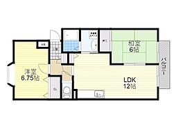 サニーヒルうね野 2LDKの間取図画像