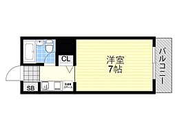 メゾン鼓ヶ滝 1Kの間取図画像
