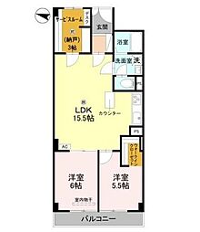 三ツ池台マンション 2SLDKの間取図画像