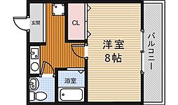 パイン箕面 1Kの間取図画像