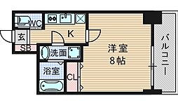 アリビオ千里豊津 1Kの間取図画像