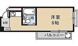 リベルテ石橋 ワンルームの間取図画像