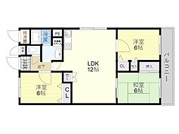 テラジハイツNO3 3LDKの間取図画像
