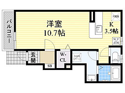 アルカンシエル ワンルームの間取図画像