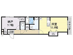 グランドゥール千里 ワンルームの間取図画像