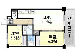 ラファミリア豊中 2LDKの間取図画像