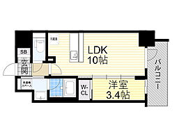 ズーノクルーズ江坂 1LDKの間取図画像