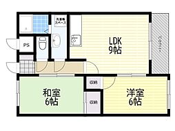 セブンコーポ豊中 2LDKの間取図画像
