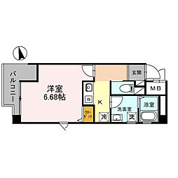 ONLYONE小花 1Kの間取図画像