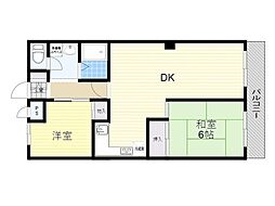 コスモハイツ上野 3DKの間取図画像