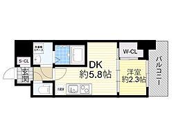 セレニテ江坂グランデ 1DKの間取図画像