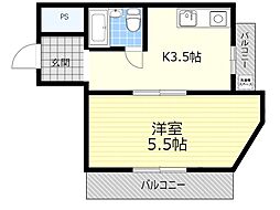 シティハイツ槻木 1Kの間取図画像