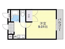 南花屋敷エイティーンハウス 1Kの間取図画像