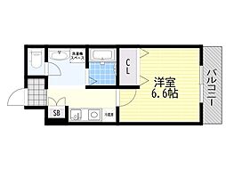 ロイヤルクイーンズパーク蛍池 1Kの間取図画像