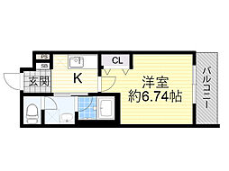 ウェルスクエア池田井口堂 1Kの間取図画像