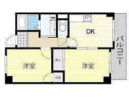 ラテラス服部 2DKの間取図画像