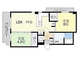 マティエール曽根 2LDKの間取図画像