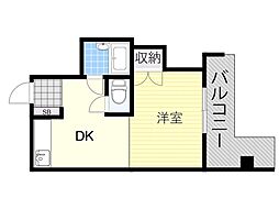 シオザキビル3 1DKの間取図画像