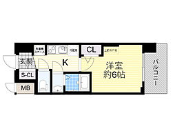 プレリスNEO大阪十三エルヴィオン 1Kの間取図画像