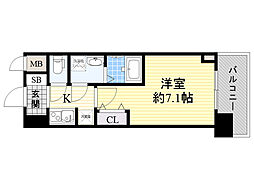 エスレジデンス新大阪ガーデン 1Kの間取図画像