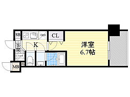 レジディア新大阪 1Kの間取図画像