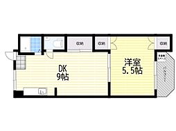 グレイス川西 1DKの間取図画像
