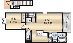 ジャルダンブルー1 1LDKの間取図画像