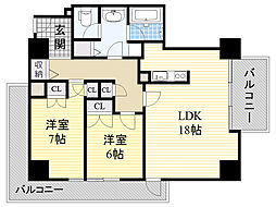 ザグランドビューOSAKA 2LDKの間取図画像