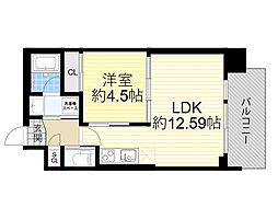 プレジオ塚本ASIAN 1LDKの間取図画像