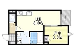 kit石橋阪大前 1LDKの間取図画像