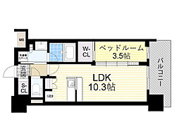 大阪市淀川区宮原5丁目マンション 1LDKの間取図画像