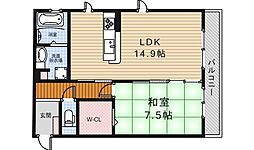 ラグリシンヌカーサ 1LDKの間取図画像