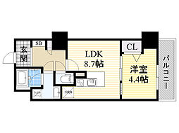 グランセジュール江坂パーカー江坂ビル 1LDKの間取図画像