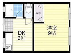 サンライフ麻田B 1DKの間取図画像