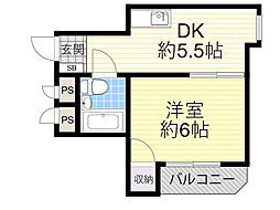 第2アローズハイツ 1DKの間取図画像
